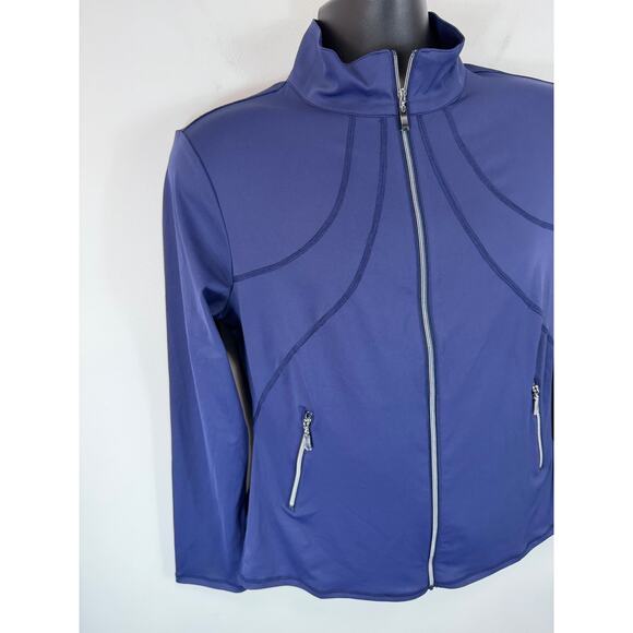 Acegolfs Performance Golf Jacket Blue Size Medium Womens Ruffle Tiered Detail - Picture 8 of 11